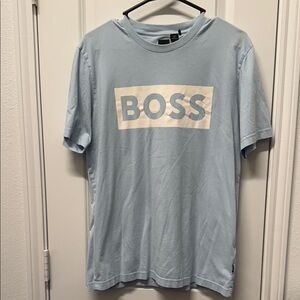 Boss Light Blue Crewneck T-Shirt with White Logo